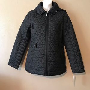 New Directions S quilted jacket drawstring hood